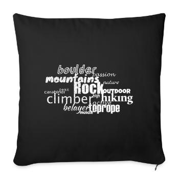 Mots d’escalade: rocher, passion, montagnes, rocher - Housse de coussin décorative 45 x 45 cm - noir - Devant