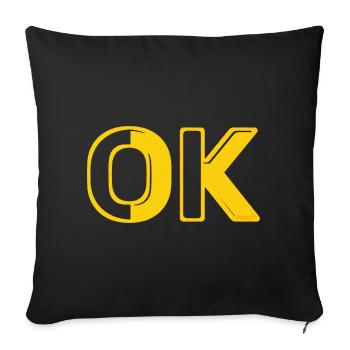 OK OK lettres de grille rétro O.K. 70s vintage - Housse de coussin décorative 45 x 45 cm - noir - Devant