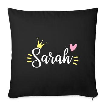 Sarah Name Krone - Sofakissenbezug 45 x 45 cm - Schwarz - Vorne