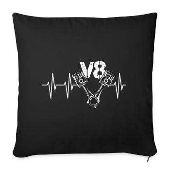 v8 engine icon heartbeat pulse piston racing icon - Sofa pillowcase 17,3'' x 17,3'' (45 x 45 cm) - black - Front