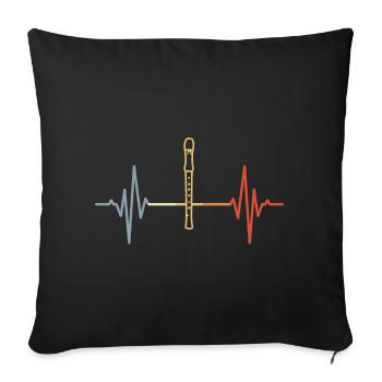 Flute Heartbeat Retro - Sofa pillowcase 17,3'' x 17,3'' (45 x 45 cm) - black - Front