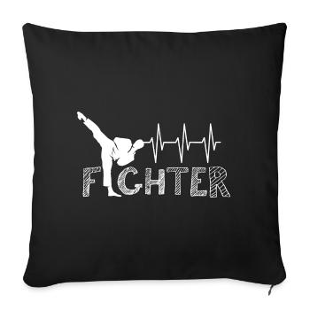 Pulse Kick Martial Arts Heartbeat Symbol fighter - Sofa pillowcase 17,3'' x 17,3'' (45 x 45 cm) - black - Front