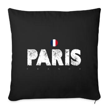 Glyphes en détresse de Paris avec drapeau français - Housse de coussin décorative 45 x 45 cm - noir - Devant