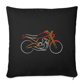 Moto Classique Bike Contours Multicolore - Housse de coussin décorative 45 x 45 cm - noir - Devant