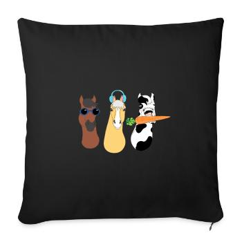 Funky Tierdesign mit bunten Accessoires - Sofakissenbezug 45 x 45 cm - Schwarz - Vorne