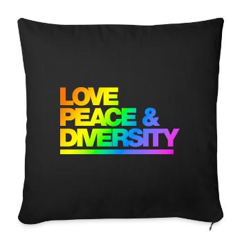 Typo Amour Paix Diversité Arc-en-ciel - Housse de coussin décorative 45 x 45 cm - noir - Devant