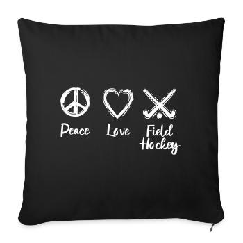 Hockey sur gazon Peace Love - Housse de coussin décorative 45 x 45 cm - noir - Devant