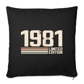 1981 Millésime 1981 Anniversaire 1981 Rétro 1981 - Housse de coussin décorative 45 x 45 cm - noir - Devant