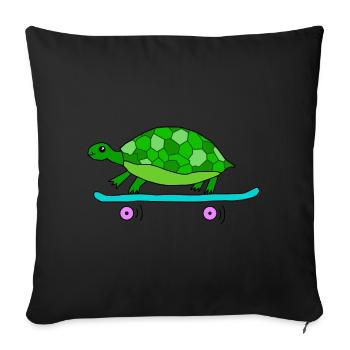Turtle rides skateboard - Sofa pillowcase 17,3'' x 17,3'' (45 x 45 cm) - black - Front