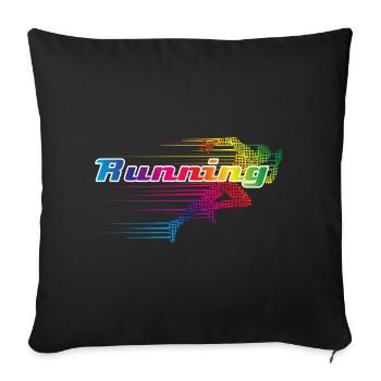 Colorful runner in sprint lettering "Running - Sofa pillowcase 17,3'' x 17,3'' (45 x 45 cm) - black - Front