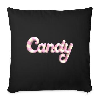 Candy Lettering – 3D Render Candy Style - Sofa pillowcase 17,3'' x 17,3'' (45 x 45 cm) - black - Front