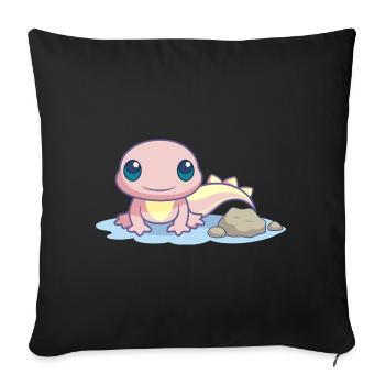 Petite salamandre rose au bord de l’eau - Housse de coussin décorative 45 x 45 cm - noir - Devant