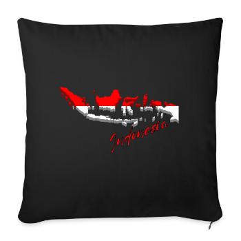 Map of Indonesia, flag of Indonesia - Sofa pillowcase 17,3'' x 17,3'' (45 x 45 cm) - black - Front