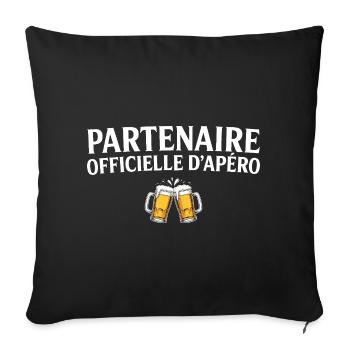 Official partner Apéro Couple Humour Apéro - Sofa pillowcase 17,3'' x 17,3'' (45 x 45 cm) - black - Front