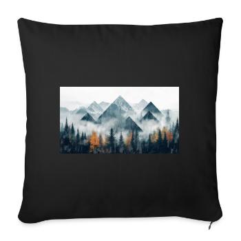 montagnes forestières - Housse de coussin décorative 45 x 45 cm - noir - Devant