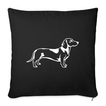 T-shirt chien teckel cadeau - Housse de coussin décorative 45 x 45 cm - noir - Devant