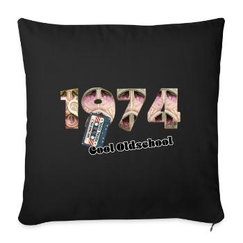 1974 Vintage Retro – Cassette – Cool Olds - Sofa pillowcase 17,3'' x 17,3'' (45 x 45 cm) - black - Front