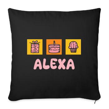 First name Alexa - Sofa pillowcase 17,3'' x 17,3'' (45 x 45 cm) - black - Front