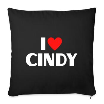 Ich liebe Cindy rotes Herz Retro Statement  - Sofakissenbezug 45 x 45 cm - Schwarz - Vorne