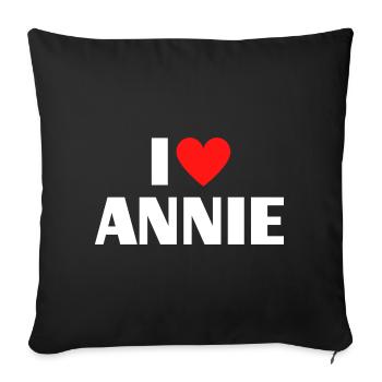 J’adore Annie Red Heart Déclaration rétro - Housse de coussin décorative 45 x 45 cm - noir - Devant