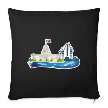 Belfast Skyline City Hall & Cranes UK - Sofa pillowcase 17,3'' x 17,3'' (45 x 45 cm) - black - Front