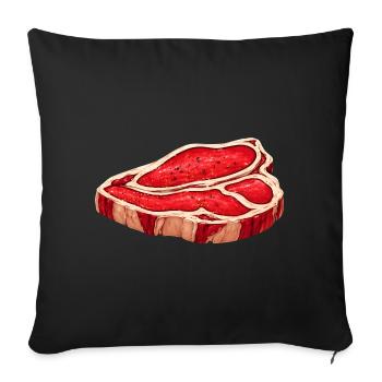 Juicy steak illustration - Sofa pillowcase 17,3'' x 17,3'' (45 x 45 cm) - black - Front
