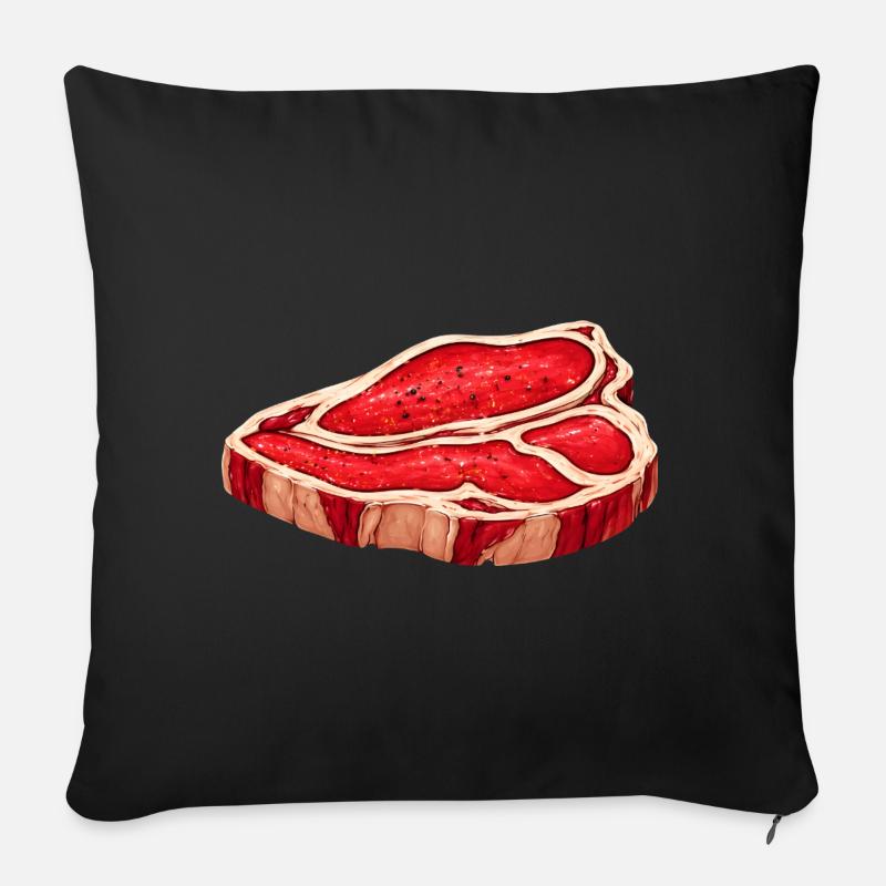 Saftiges Steak Illustration - Sofakissenbezug 45 x 45 cm - Schwarz