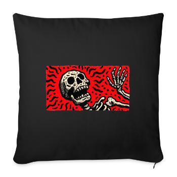 Squelette en imprimé rétro rouge sang - Housse de coussin décorative 45 x 45 cm - noir - Devant
