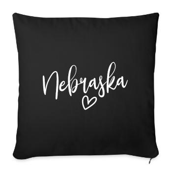 Nebraska Heart Women’s Love Nebraska - Housse de coussin décorative 45 x 45 cm - noir - Devant