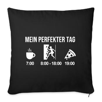 Escalade, bloc, Pizza Coffee - Housse de coussin décorative 45 x 45 cm - noir - Devant