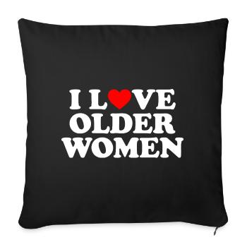J’aime les femmes plus âgées - Housse de coussin décorative 45 x 45 cm - noir - Devant
