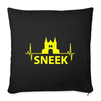 Sneek Heartbeat, Friesland Fan  - Sofakissenbezug 45 x 45 cm - Schwarz - Vorne