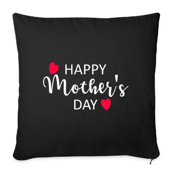 Happy Mother's Day Script Hearts - Sofa pillowcase 17,3'' x 17,3'' (45 x 45 cm) - black - Front