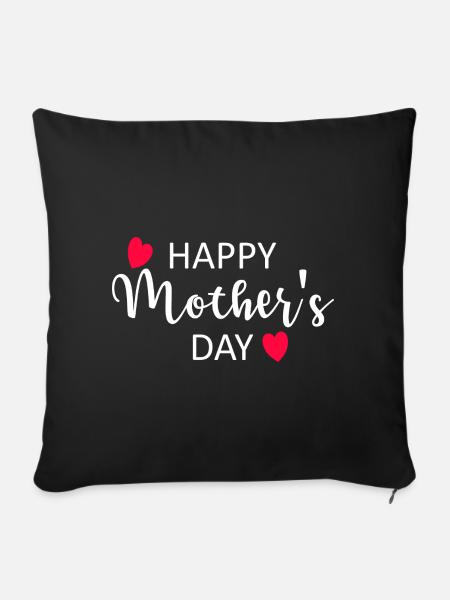 Happy Mother's Day Script Hearts - Sofakissenbezug 45 x 45 cm - Schwarz