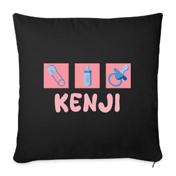 Motif Kenji Bébé : Sucette à biberon - Housse de coussin décorative 45 x 45 cm - noir - Devant