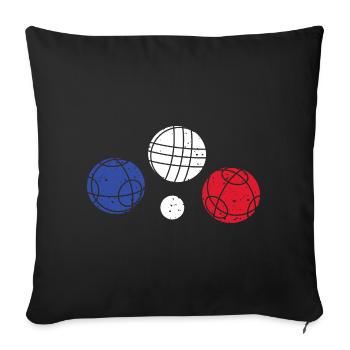 Boules de boccia et de pétanque graphiques Tricolores - Housse de coussin décorative 45 x 45 cm - noir - Devant