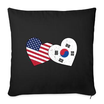 South Korea And US Flag American Korean - Sofa pillowcase 17,3'' x 17,3'' (45 x 45 cm) - black - Front