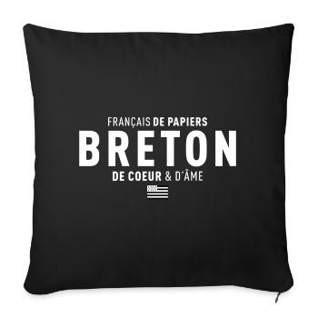 Francais De Papiers Breton De Coeur D Ame T-Shi... - Housse de coussin décorative 45 x 45 cm - noir - Devant
