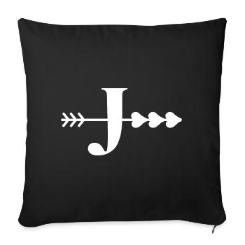 Letter j arrow heart - Sofa pillowcase 17,3'' x 17,3'' (45 x 45 cm) - black - Front