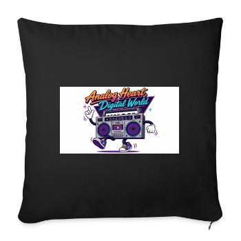 Analog Heart, Digital World - Sofa pillowcase 17,3'' x 17,3'' (45 x 45 cm) - black - Front