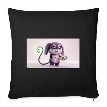 Adorable artiste de créatures duveteuses avec palette de peintures et - Housse de coussin décorative 45 x 45 cm - noir - Devant