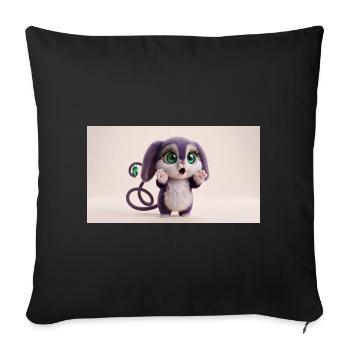 Créature mignonne et mignonne surprise aux grands yeux verts - Housse de coussin décorative 45 x 45 cm - noir - Devant