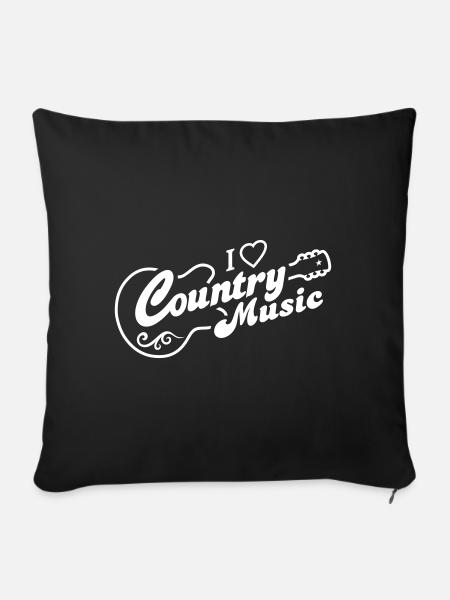 I LOVE COUNTRY MUSIC GITARRE - Sofakissenbezug 45 x 45 cm - Schwarz