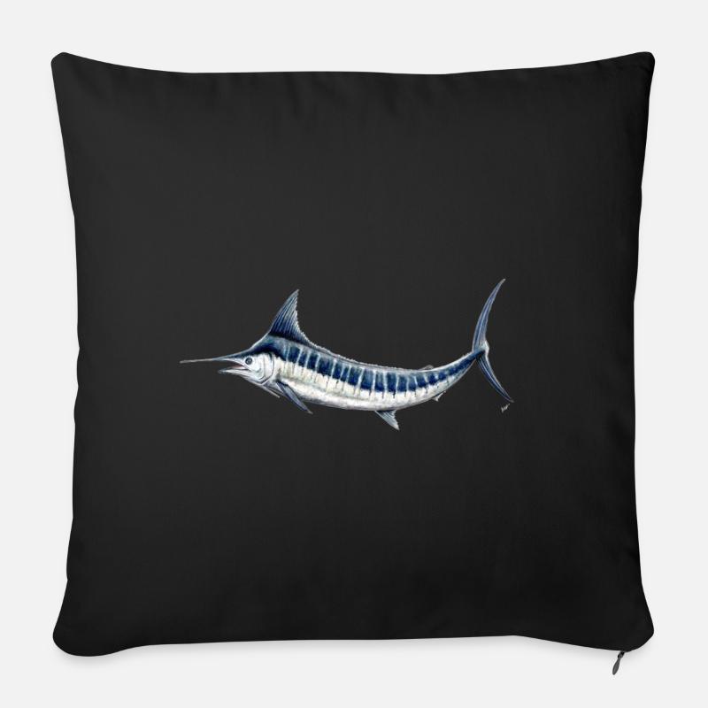 Blue Marlin - Blauer Marlin - Espadon - Fisch - Sofakissenbezug 45 x 45 cm - Schwarz