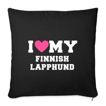 I love my Finnish Lapphund - Sofakissenbezug 45 x 45 cm - Schwarz - Vorne