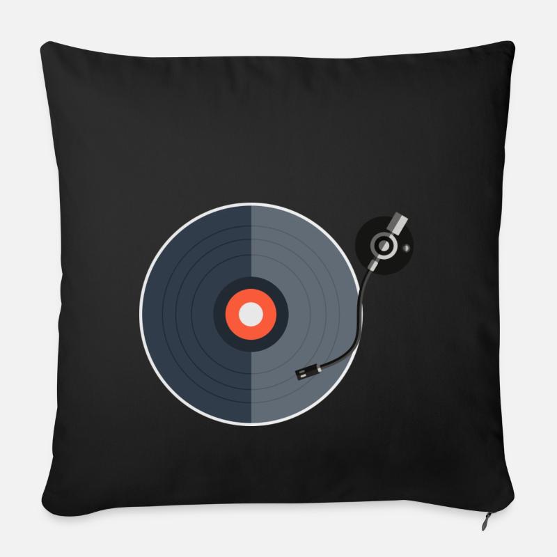Schallplatte Plattenspieler Vinyl Musik Geschenk - Sofakissenbezug 45 x 45 cm - Schwarz