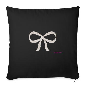 Noeud Dentelle Blanche Romantique - Housse de coussin décorative 45 x 45 cm - noir - Devant