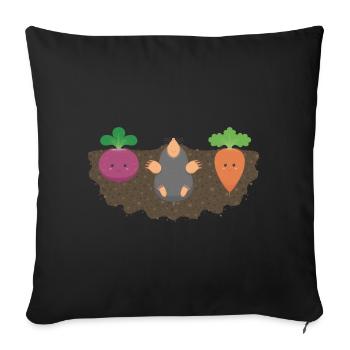 Vegetables and mole 2 - Sofa pillowcase 17,3'' x 17,3'' (45 x 45 cm) - black - Front
