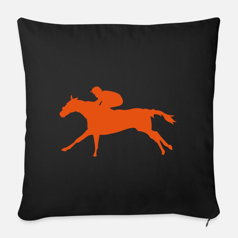 Pferderennen Pferd - Sofakissenbezug 45 x 45 cm - Schwarz
