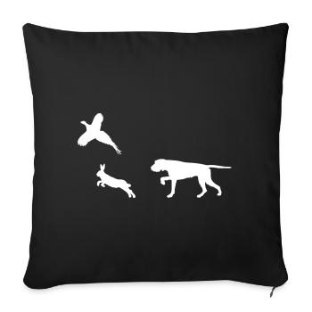 Cheveux Gras Hongrois - Lapin & Faisan - Silhouette - Housse de coussin décorative 45 x 45 cm - noir - Devant